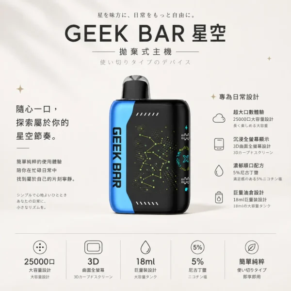 【現貨秒發】GEEK BAR Pluse X 星空 25000 PUFFS 一次性主機 潮人必備顏值天花板 熱銷補貨免運【買5贈1】