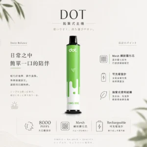 DOT PLUS 8000口拋棄式電子煙｜冰感水果清爽入喉 Mesh網芯穩定輸出可充電 口口細膩