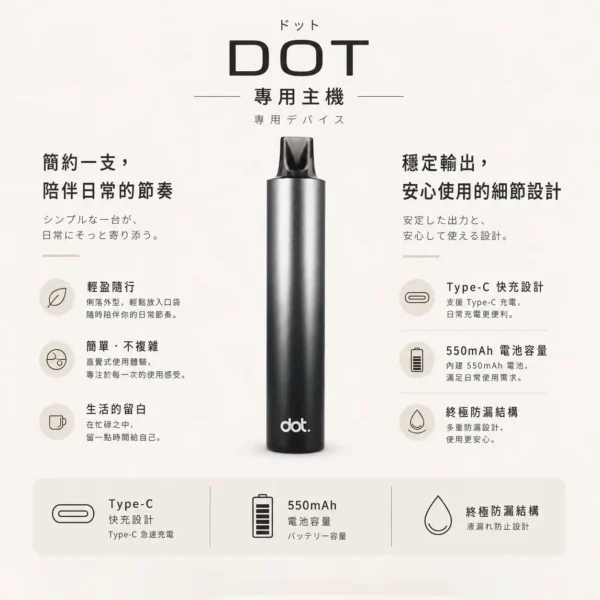 DOT switch 佩特里專用主機 550mAh｜話題爆款電力天花板 Type-C快充與穩壓不燒焦 現貨必收