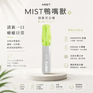 Mist X 鴨嘴獸 冰爽水果口味 6500口拋棄式電子煙｜2%尼古丁鹽順滑不嗆口 550mAh細膩體驗