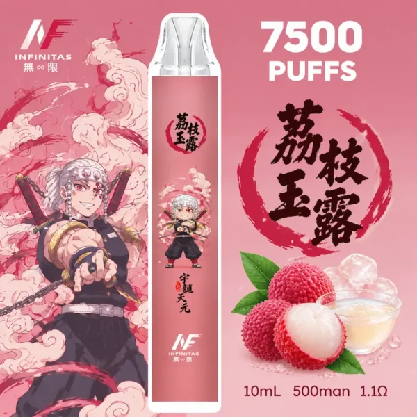ChatGPT Image 2026年9月6日 下午07_03_04 inf 無限 鬼滅之刃聯名 拋棄式 7500口 10ml大容量 1.1歐姆細膩飽滿 Mesh芯順滑隨身享受