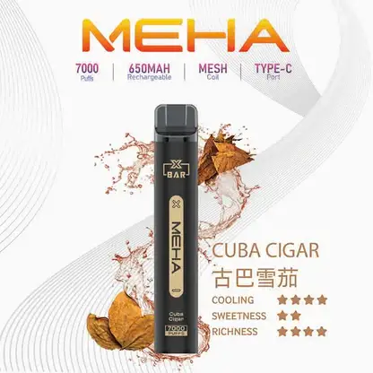 MEHA XBAR 拋棄式 7000口小黑條 (1) 魅嗨 MEHA XBAR 小黑條 7000口拋棄式電子煙|3%尼古丁鹽黃金配方 極強冰感細膩體驗