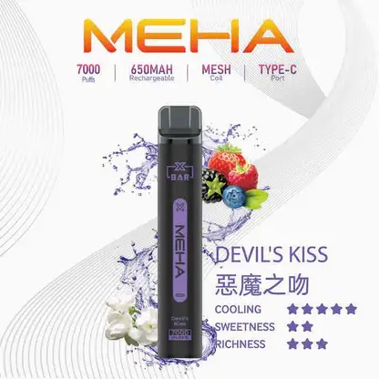 MEHA XBAR 拋棄式 7000口小黑條 (12) 魅嗨 MEHA XBAR 小黑條 7000口拋棄式電子煙|3%尼古丁鹽黃金配方 極強冰感細膩體驗