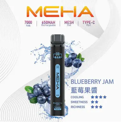 MEHA XBAR 拋棄式 7000口小黑條 (15) 魅嗨 MEHA XBAR 小黑條 7000口拋棄式電子煙|3%尼古丁鹽黃金配方 極強冰感細膩體驗