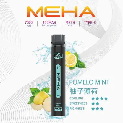 MEHA XBAR 拋棄式 7000口小黑條 (9) 魅嗨 MEHA XBAR 小黑條 7000口拋棄式電子煙|3%尼古丁鹽黃金配方 極強冰感細膩體驗