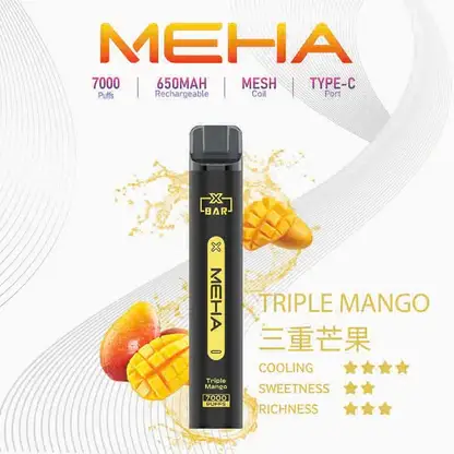 MEHA XBAR 拋棄式 7000口小黑條 魅嗨 MEHA XBAR 小黑條 7000口拋棄式電子煙|3%尼古丁鹽黃金配方 極強冰感細膩體驗