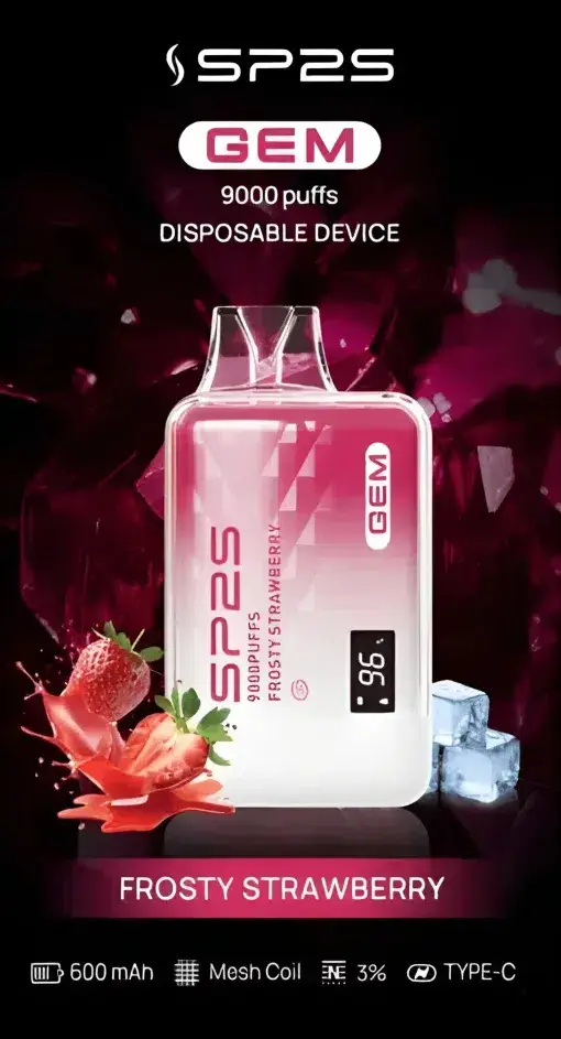 SP2S 思博瑞 GEM 9000 拋棄式電量油量雙顯示！全台現貨秒發 600mAh 快充透明水晶款