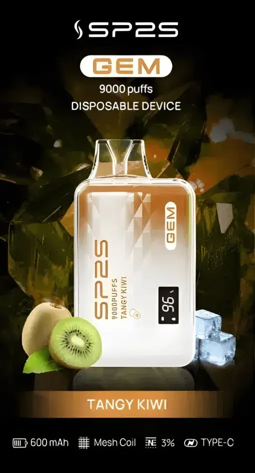 SP2S 思博瑞 GEM 9000 拋棄式電量油量雙顯示！全台現貨秒發 600mAh 快充透明水晶款