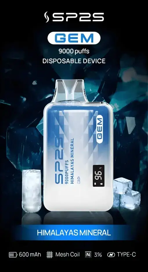 SP2S 思博瑞 GEM 9000 拋棄式電量油量雙顯示！全台現貨秒發 600mAh 快充透明水晶款