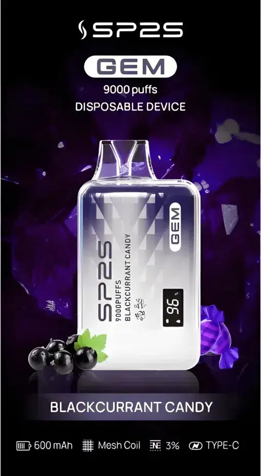 SP2S 思博瑞 GEM 9000 拋棄式電量油量雙顯示！全台現貨秒發 600mAh 快充透明水晶款